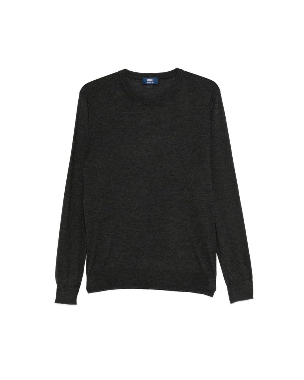 Fedeli Black Round-Neck Long-Sleeve T-Shirt for men