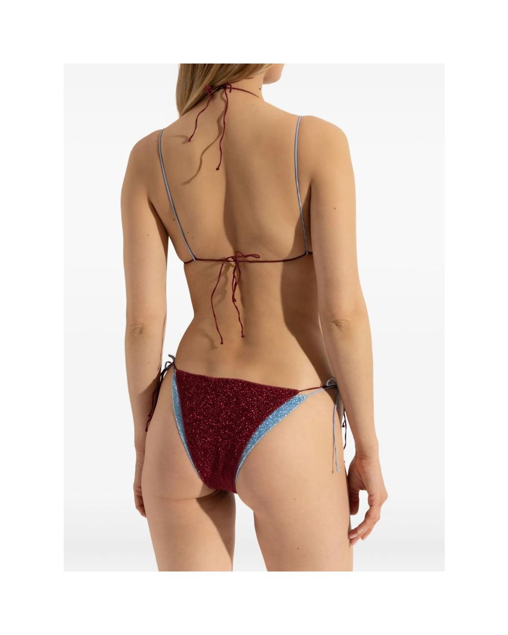 Oséree Lumiere Bicolor Double Kini in Red | Lyst