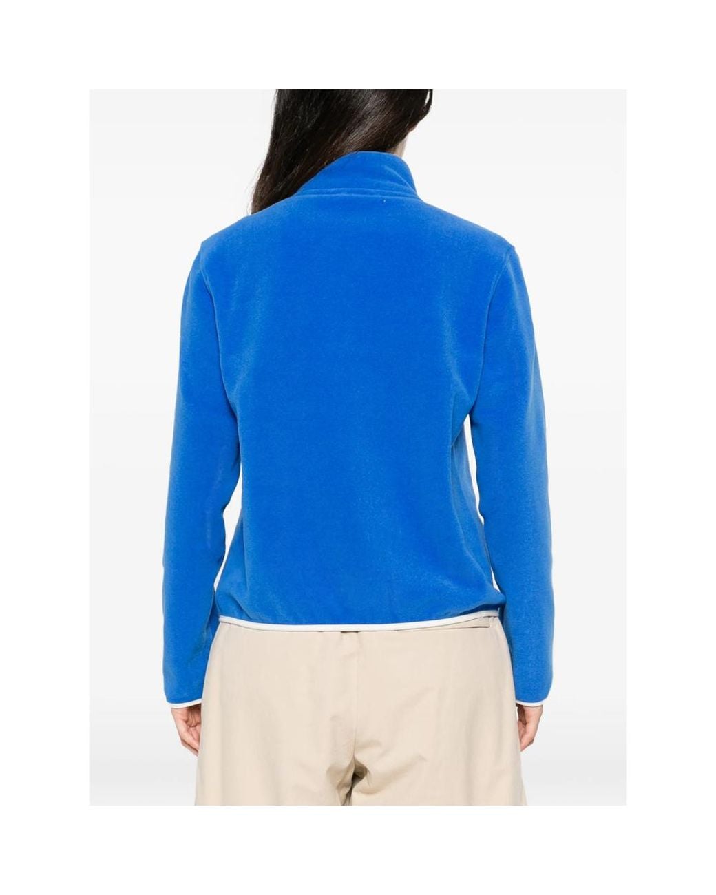 Sporty & Rich Blue Fleece-Texture Logo-Embroidered Sweatshirt