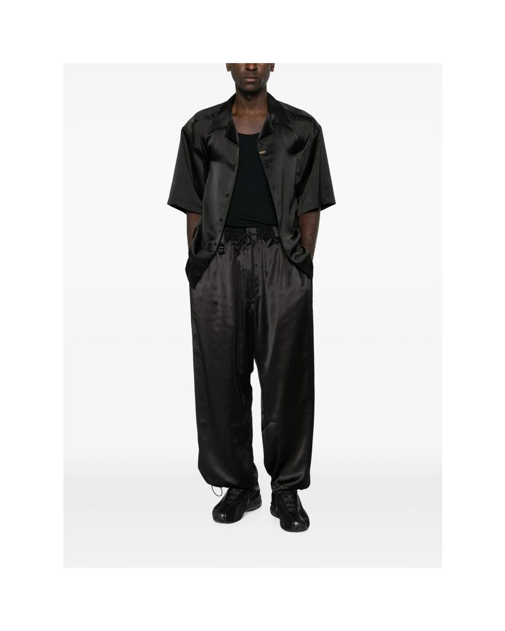 Y-3 Black Satin Gradient 3-Stripes Track Pants for men