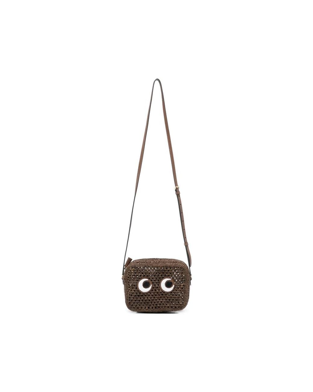 Anya Hindmarch White Natural Raffia Eyes Cross-Body