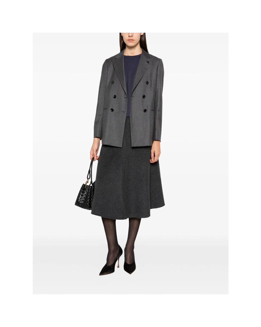 Lardini Gray Double-Breasted Peak-Lapels Jacket