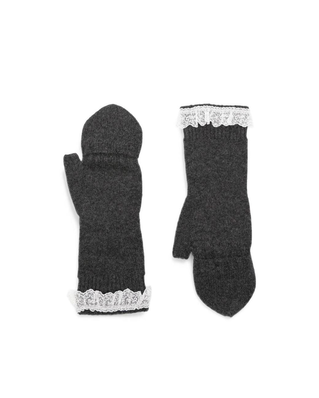 Ganni Black Wool Mittens