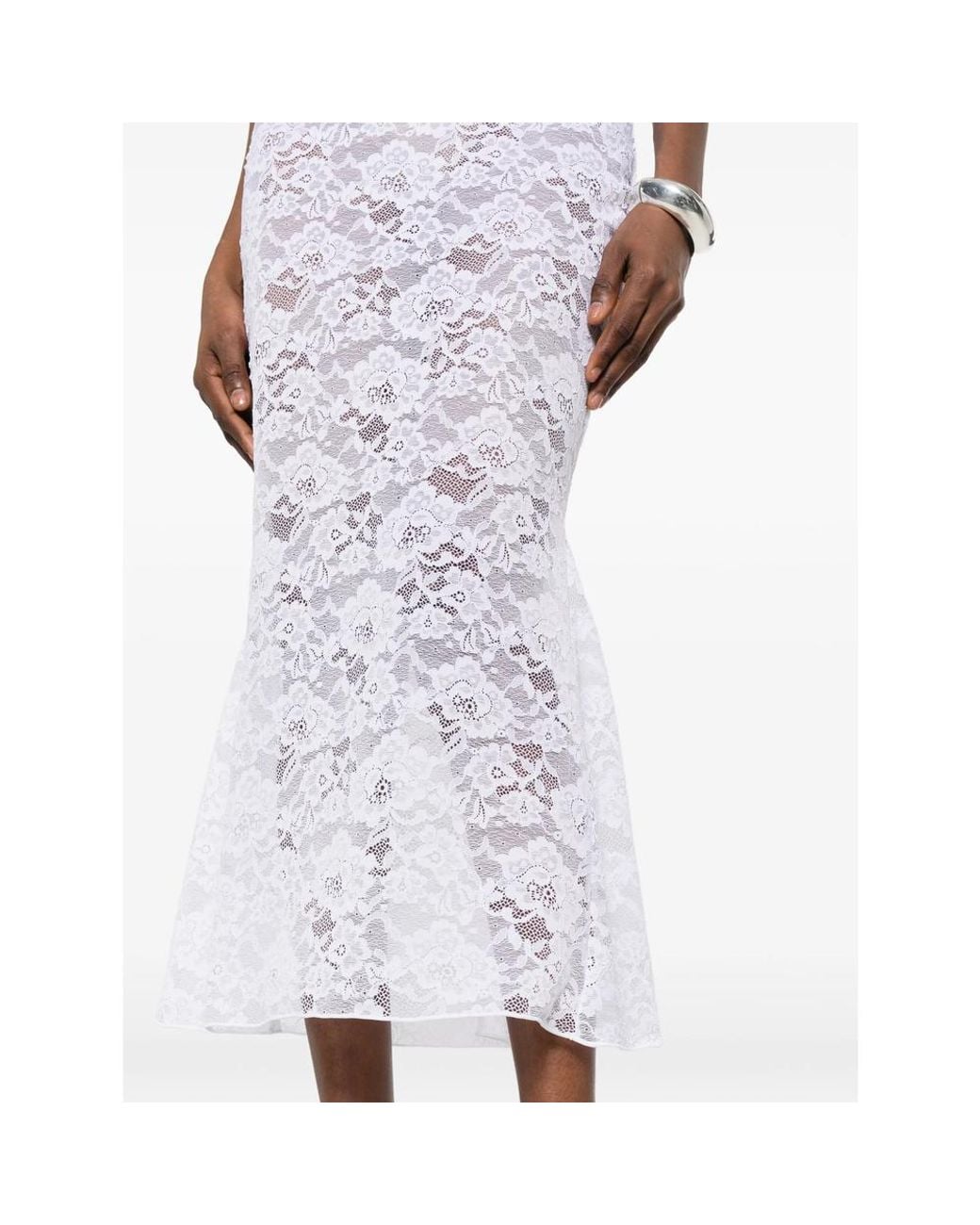 Oseree White Midi Skirts