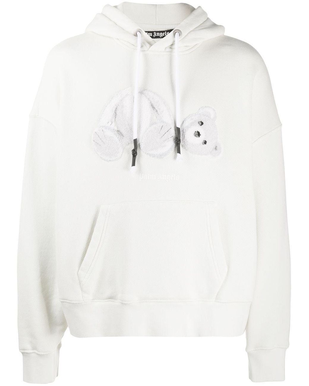 Palm Angels Cotton Teddy Bear Hooded Sweatshirt in White for Men - Lyst