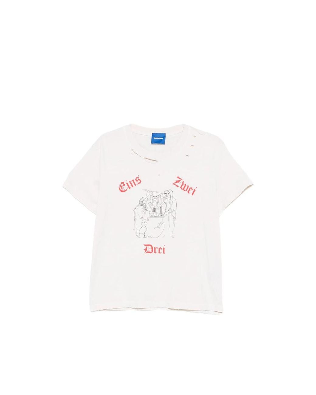 DAGGER White Distressed Graphic-Print T-Shirt for men