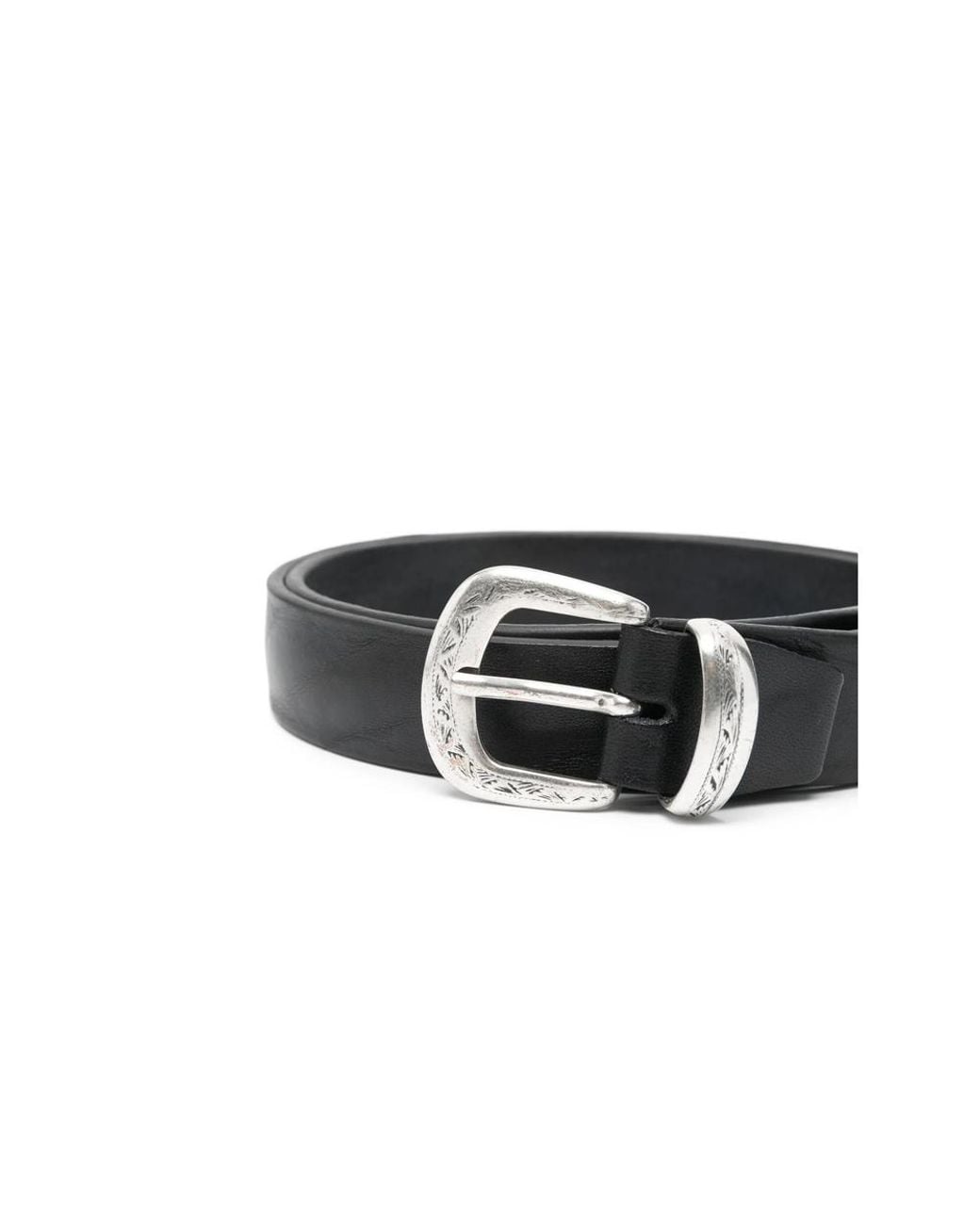 Eraldo Black Engraved-Buckle Belt for men