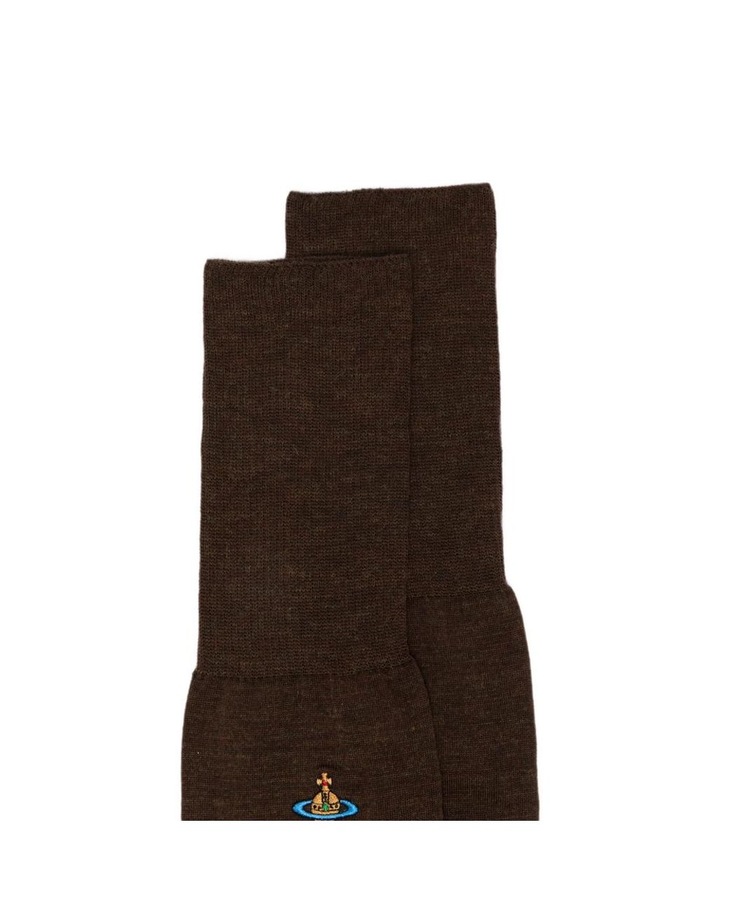 Vivienne Westwood Brown Orb-Embroidered Socks for men