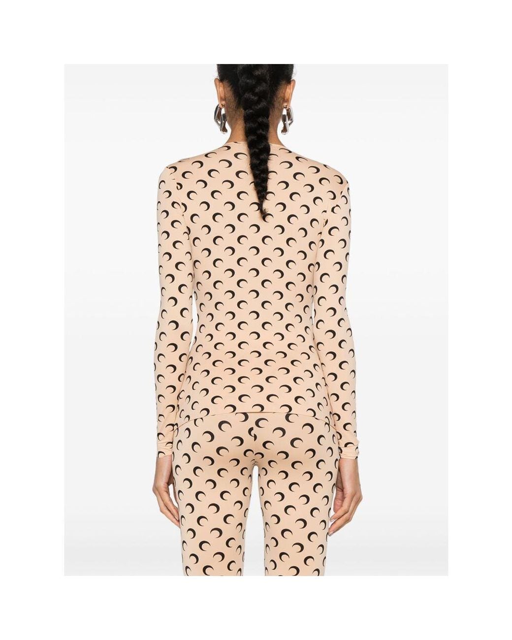 MARINE SERRE Natural Moon-Print Crew-Neck Top