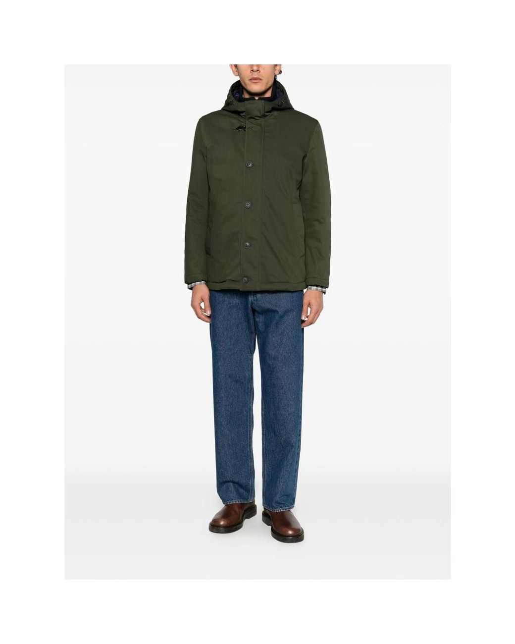 Fay Green Hooded-Neck Jacket for men