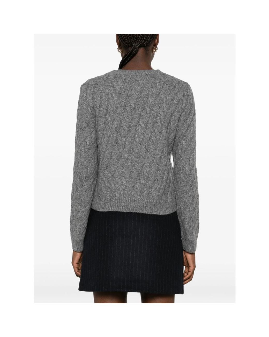 ShuShu/Tong Gray Cable-Knit Button-Up Cardigan