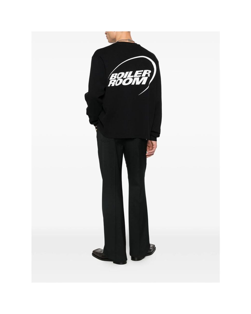 BOILER ROOM Black Ribbed Logo-Print Sweatshirt for men