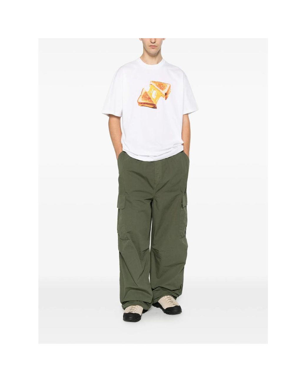 Carhartt White T-Shirt Crew Neck Cotton for men
