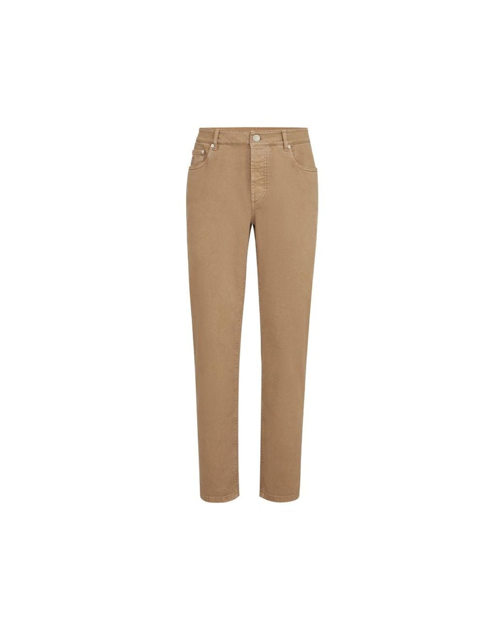Brunello Cucinelli Natural Garment-Dyed Comfort Lightweight Denim Traditional Fit Five-Pocket Trousers for men
