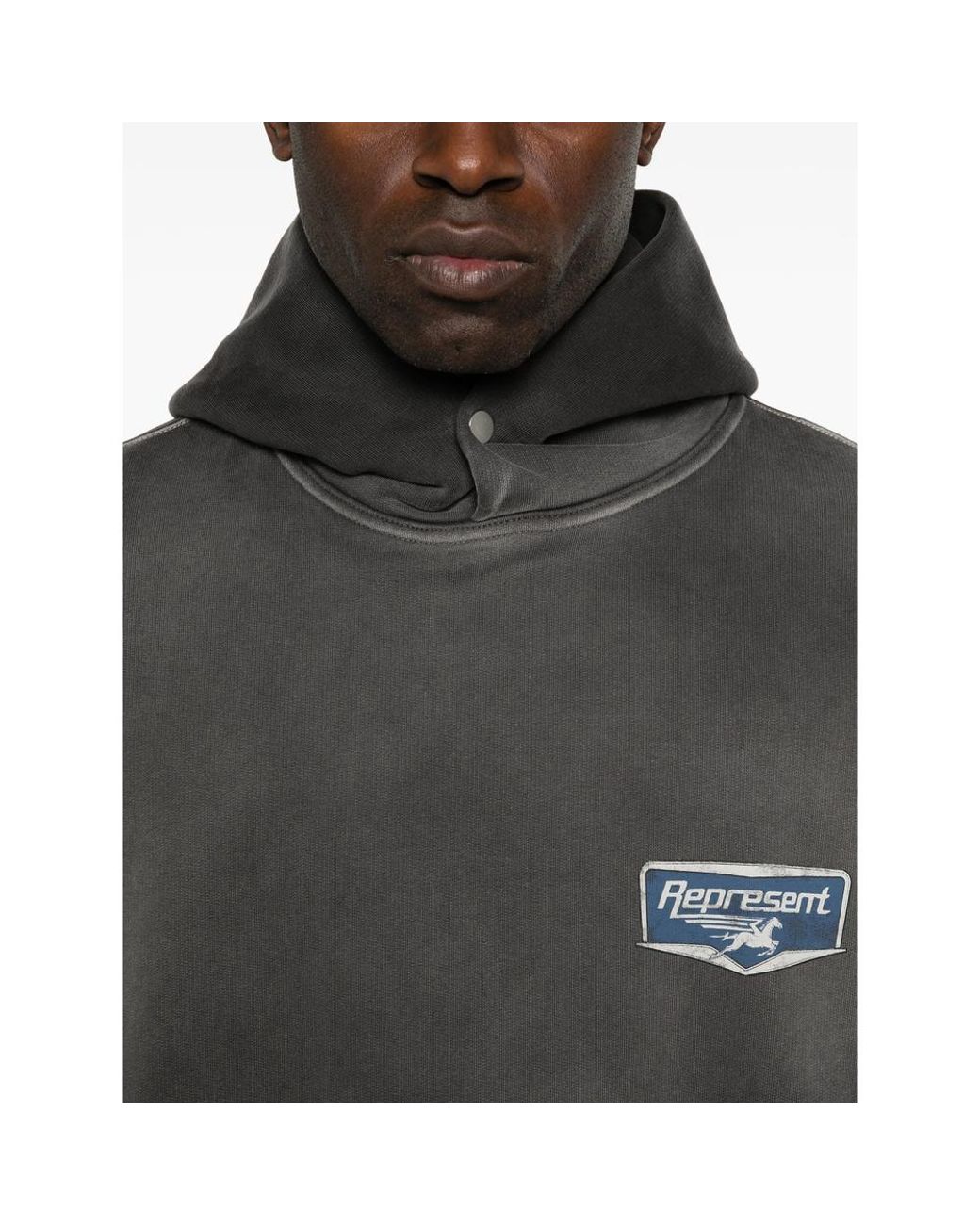 Represent Gray Logo-Print Hoodie for men