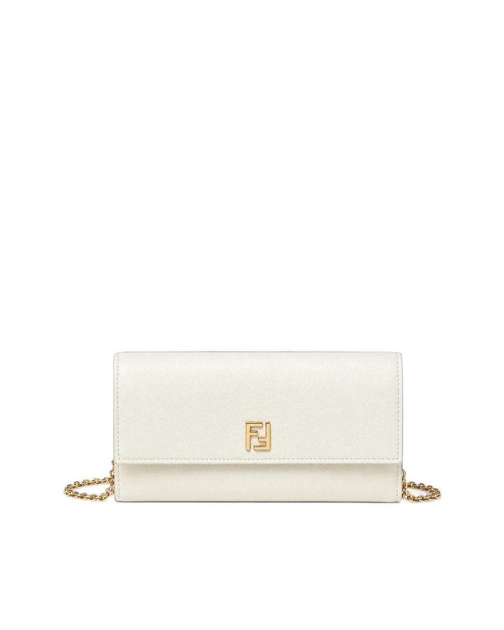 Fendi Natural Ff Logo Continental Leather Chain Wallet