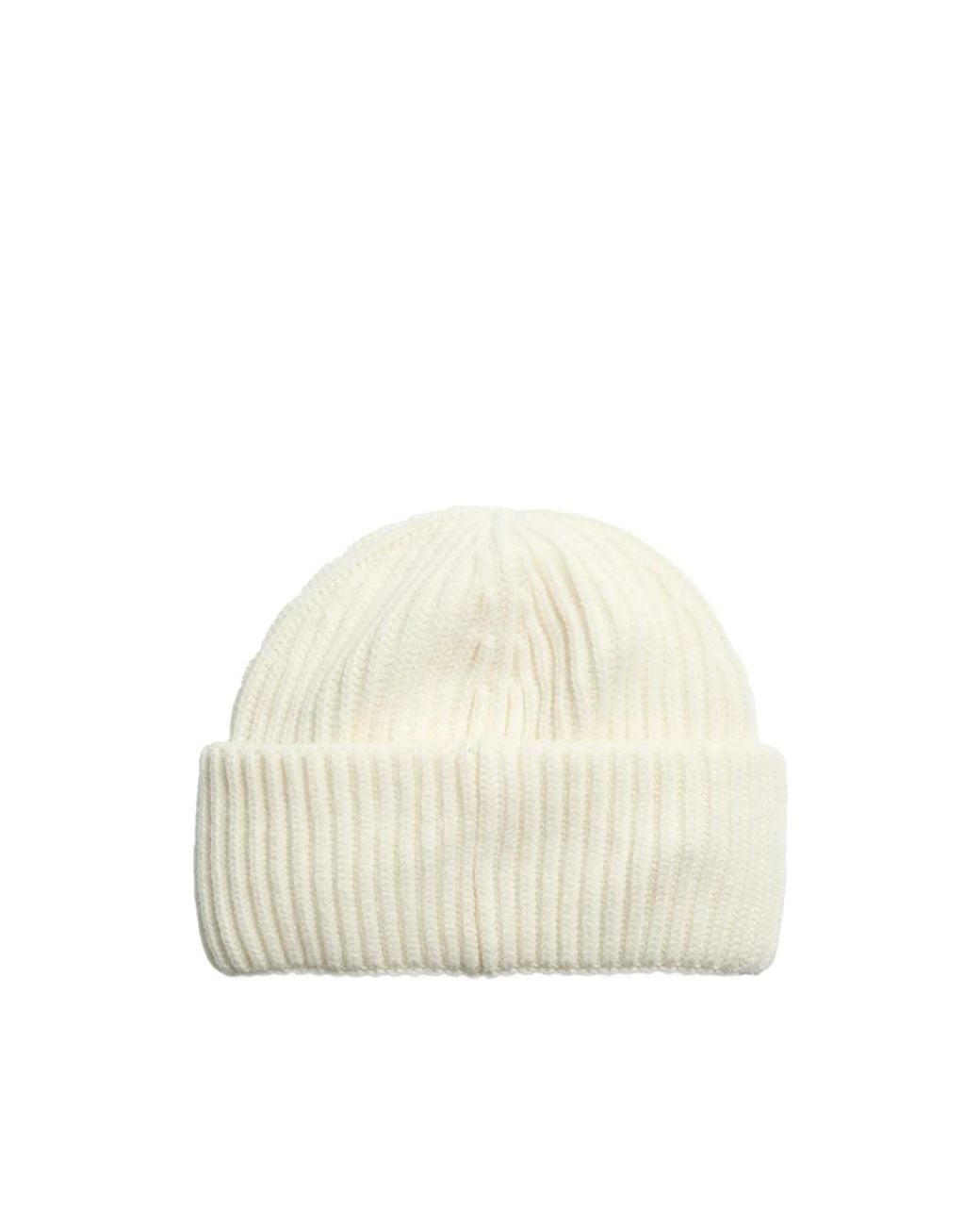 Canada Goose White Logo-Patch Ribbed-Knit Beanie Hat