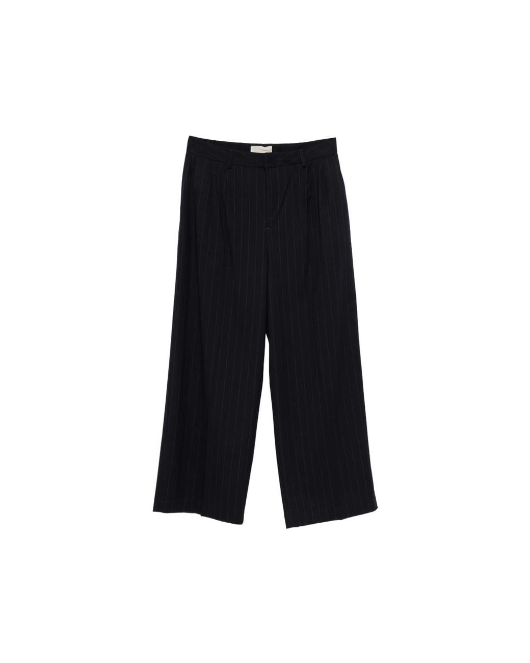 THESTROY Black Pinstripe Wide-Leg Trousers for men