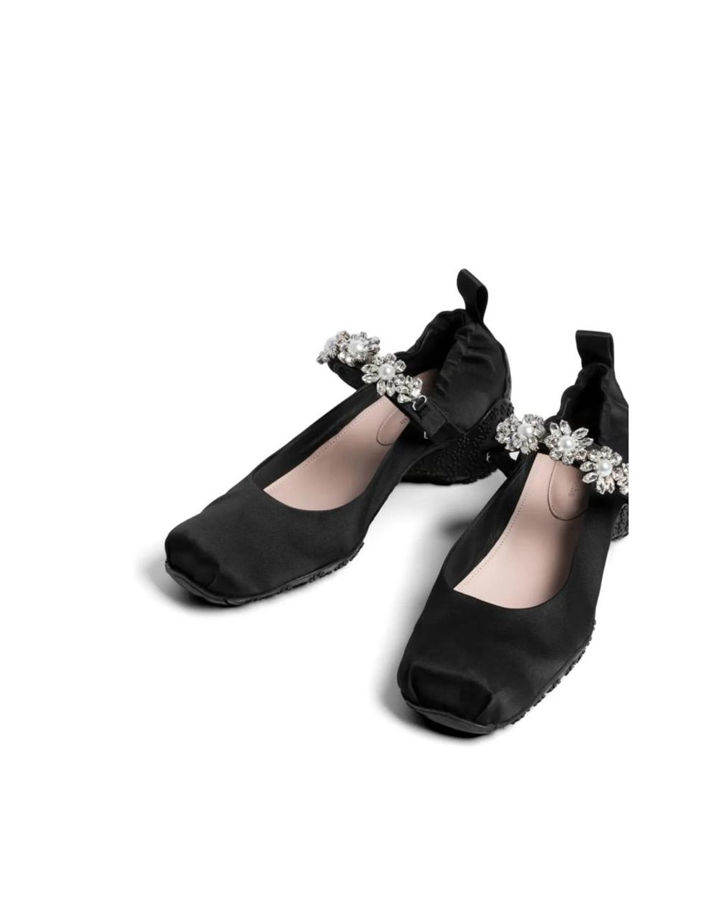 Simone Rocha Black Flower-Embellished Ballet Flats