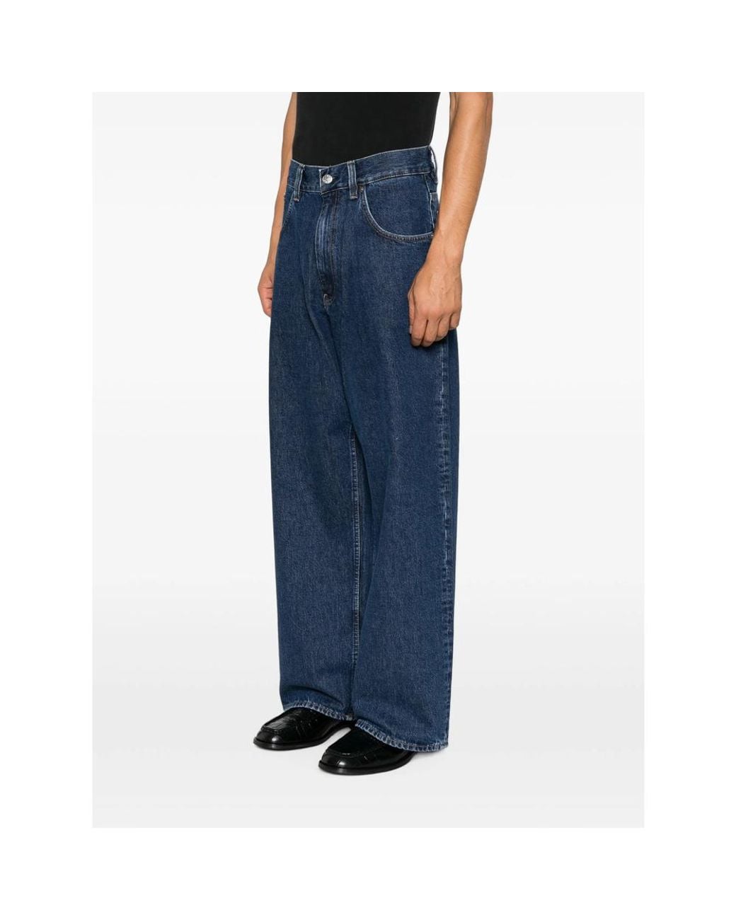 sunflower Blue Super Wide Logo-Patch Jeans for men