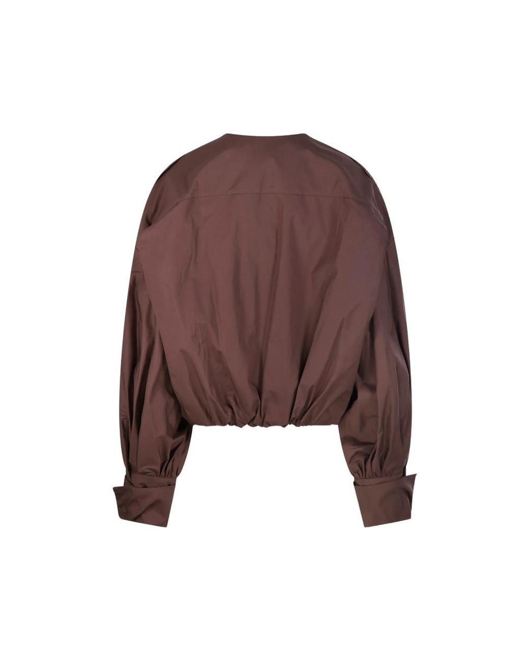 Thelatest Brown Balloon-Sleeve Shirt