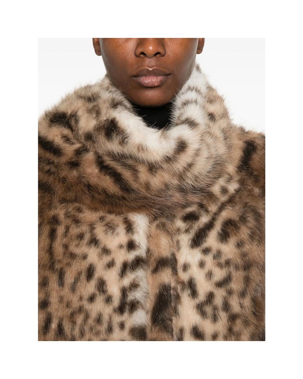 LA PISCINE Brown Leopard-Print Coat
