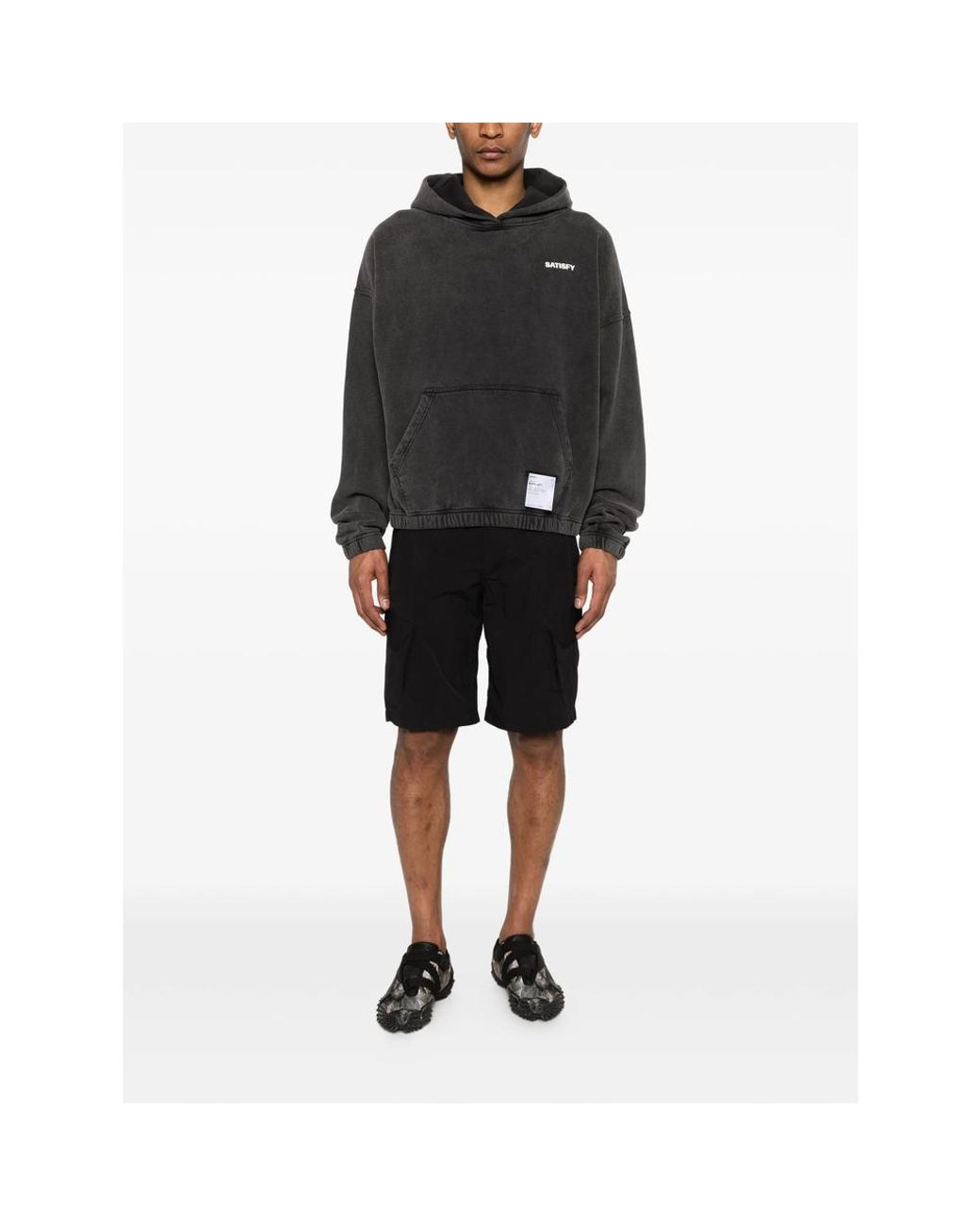 Satisfy Black Logo-Detail Hooded Sweatshirt for men