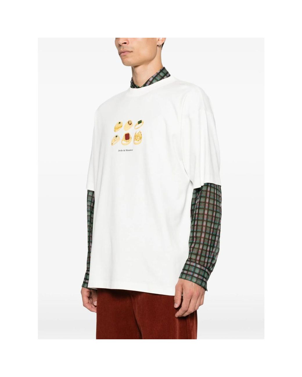 Drole de Monsieur White Graphic-Print T-Shirt for men