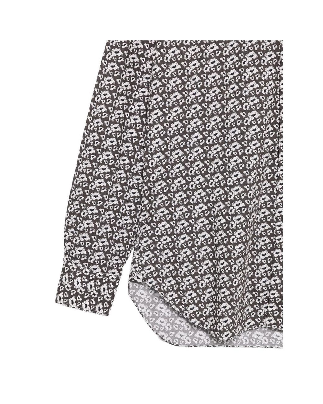 Barba Napoli Gray Floral-Print Shirt for men