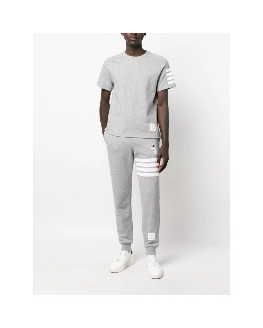 Thom Browne Gray Milano Cotton 4-Bar T-Shirt for men