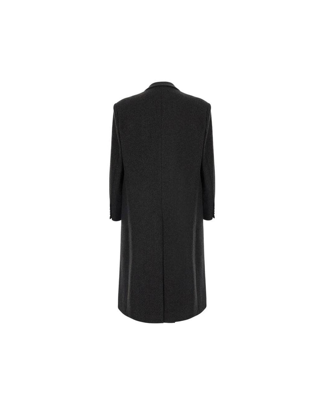 TONYWACK Black Double-Breasted Herringbone Coat for men