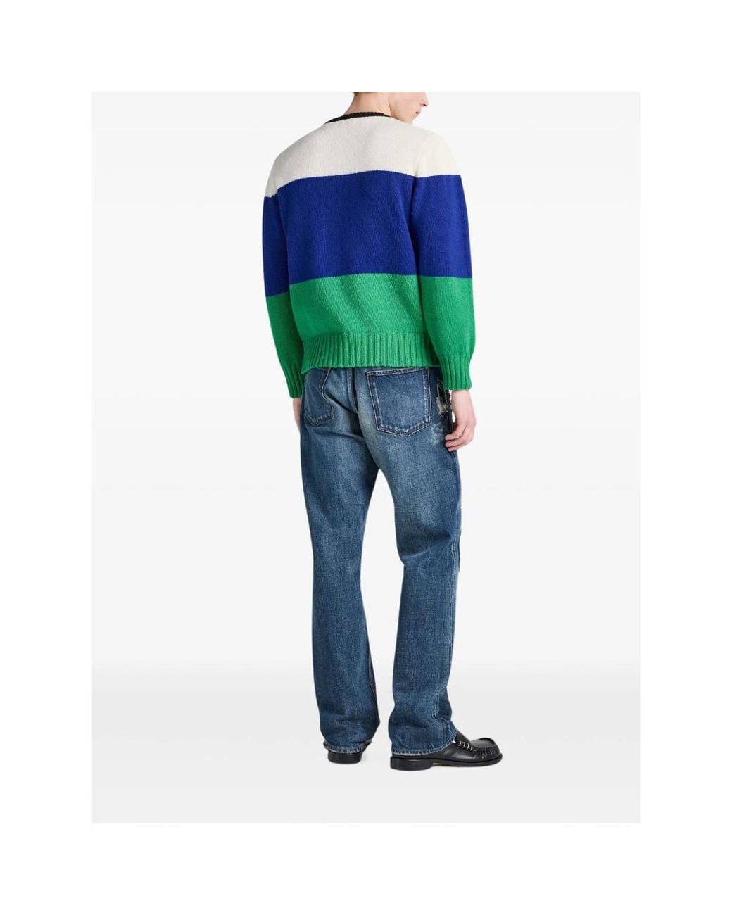 J.W. Anderson Green Colour-Block Wool Sweater for men