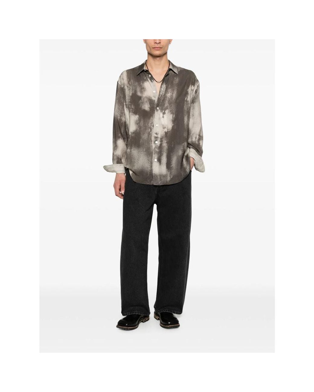 Samsøe & Samsøe Gray Saluan X Printed Shirt for men