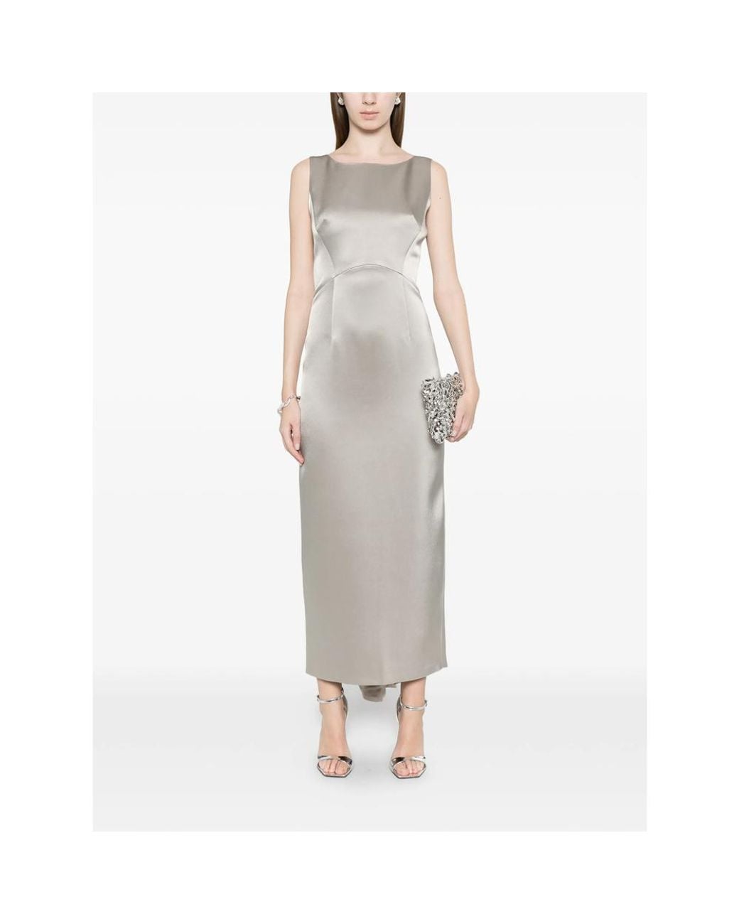 Fely Campo White Boat Neck Dress