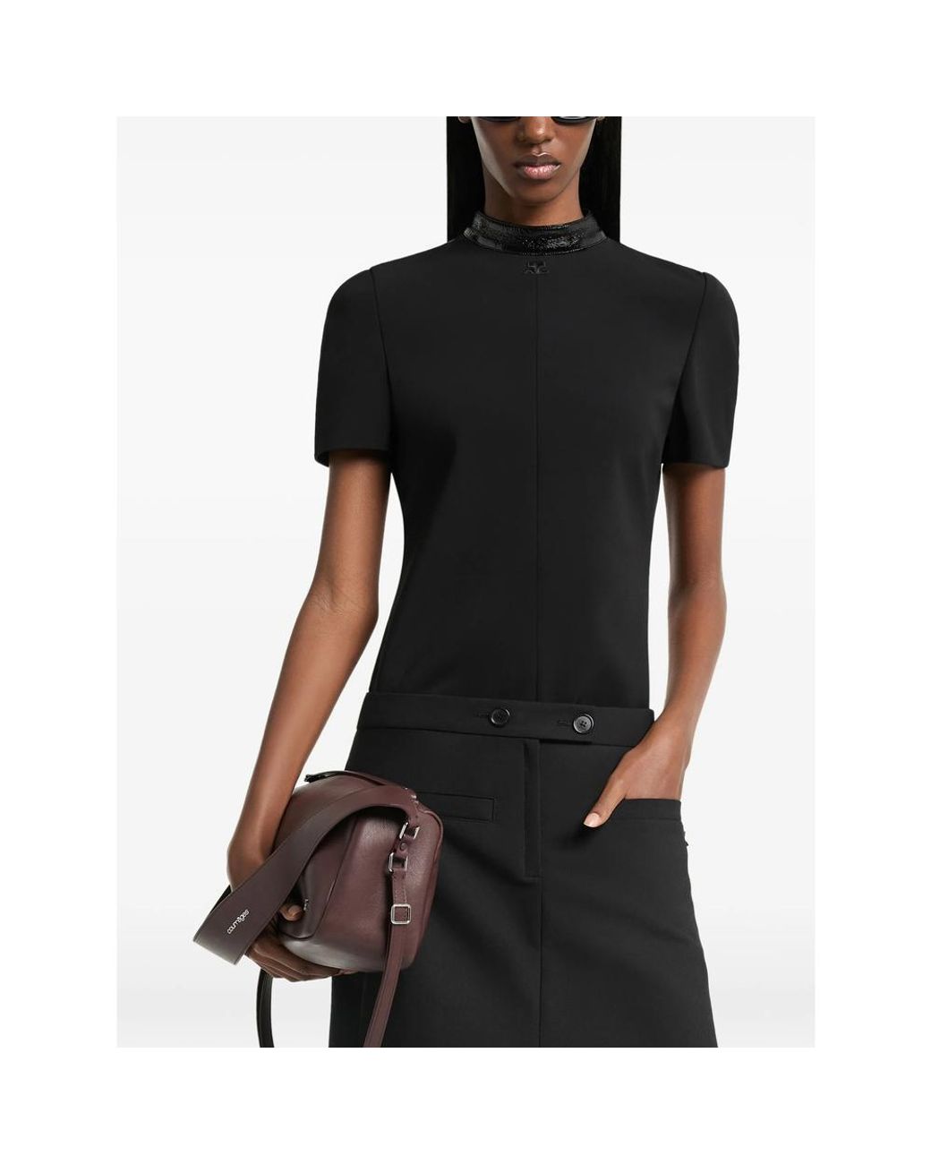 Courreges Black Vinyl Heritage Top
