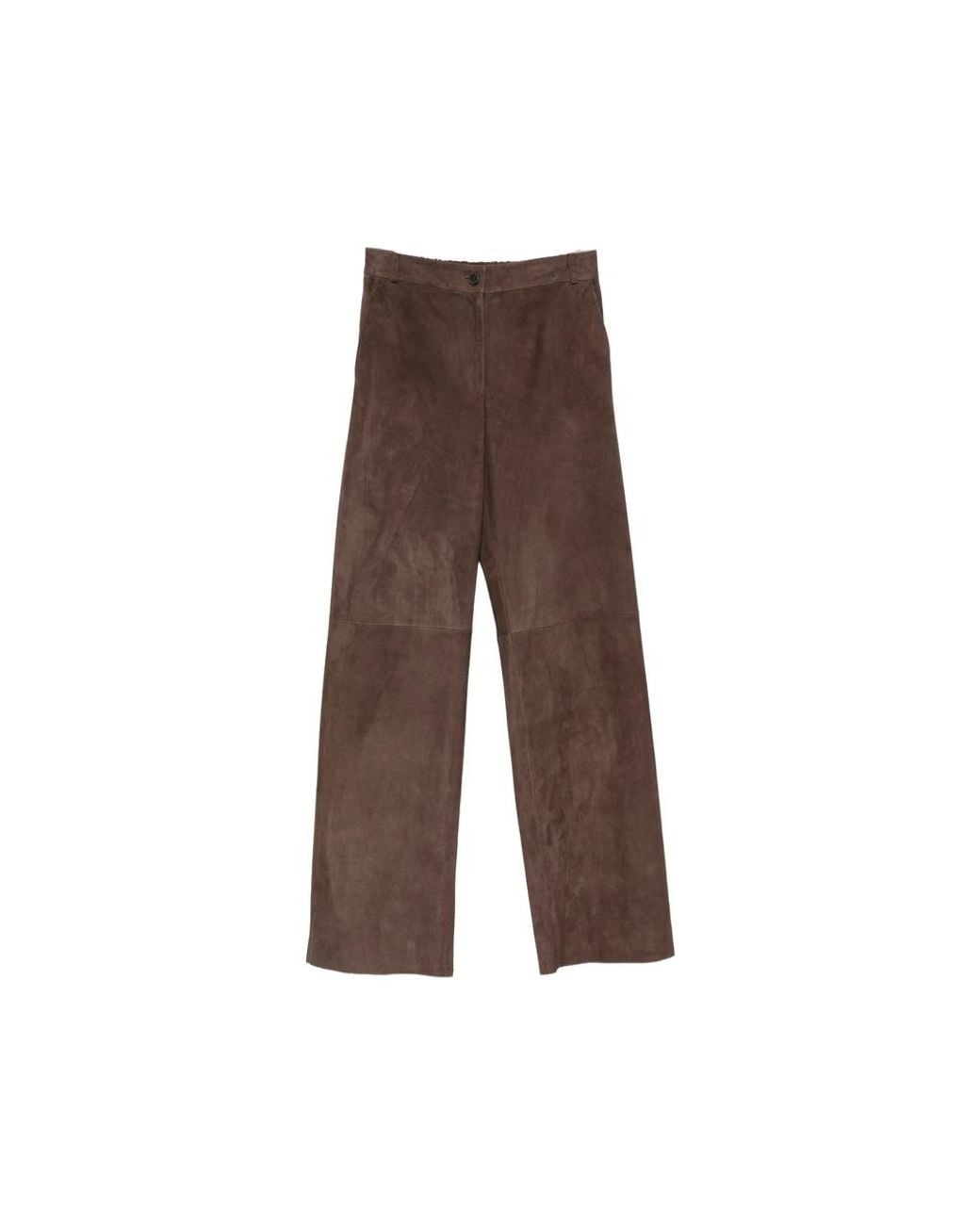 Antonelli Brown Suede Wide-Leg Trousers