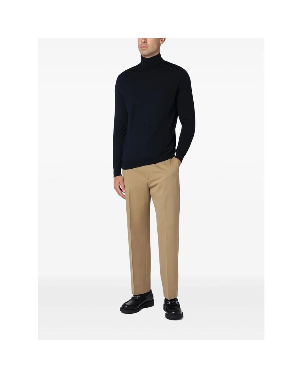 Drumohr Blue Roll-Neck Wool Sweater for men