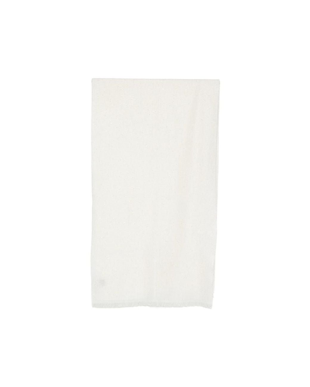 D'Aniello White Anais Sequin-Embellished Frayed Scarf