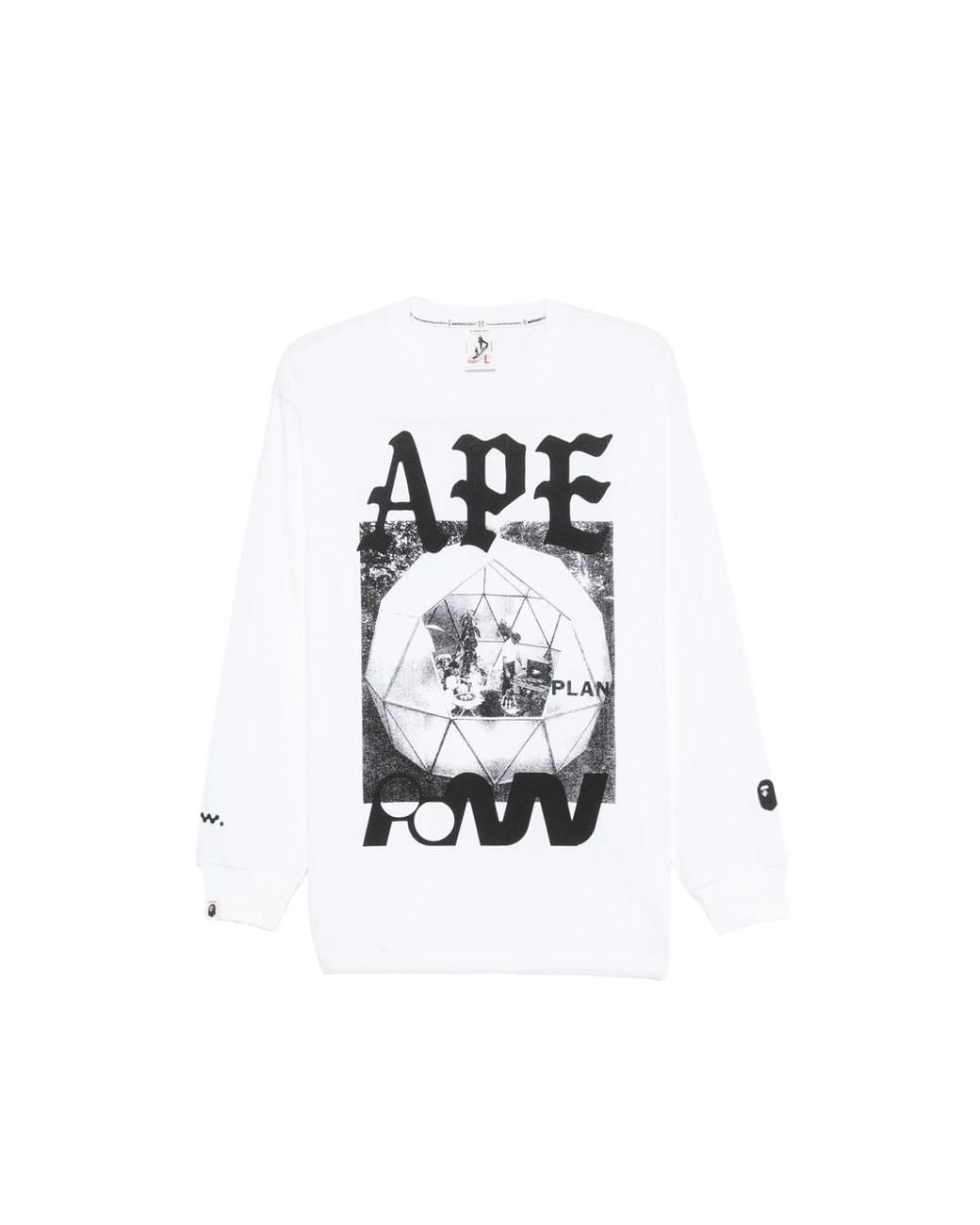 A Bathing Ape White Graphic-Print Long-Sleeve T-Shirt for men