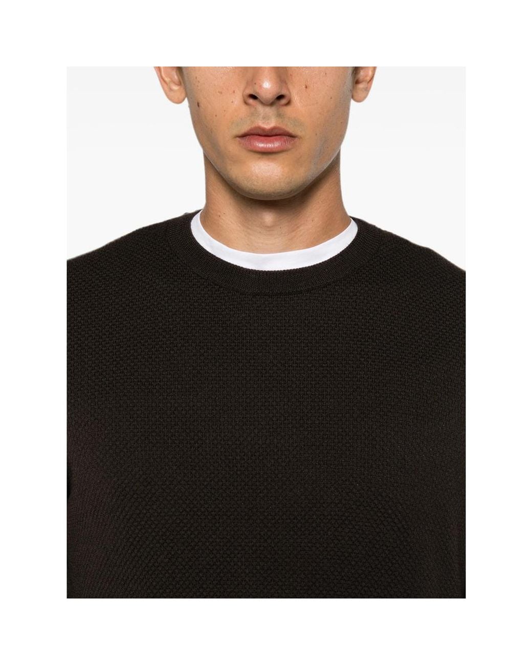 ZANONE-SLOWEAR Black Waffle-Knit Sweater for men