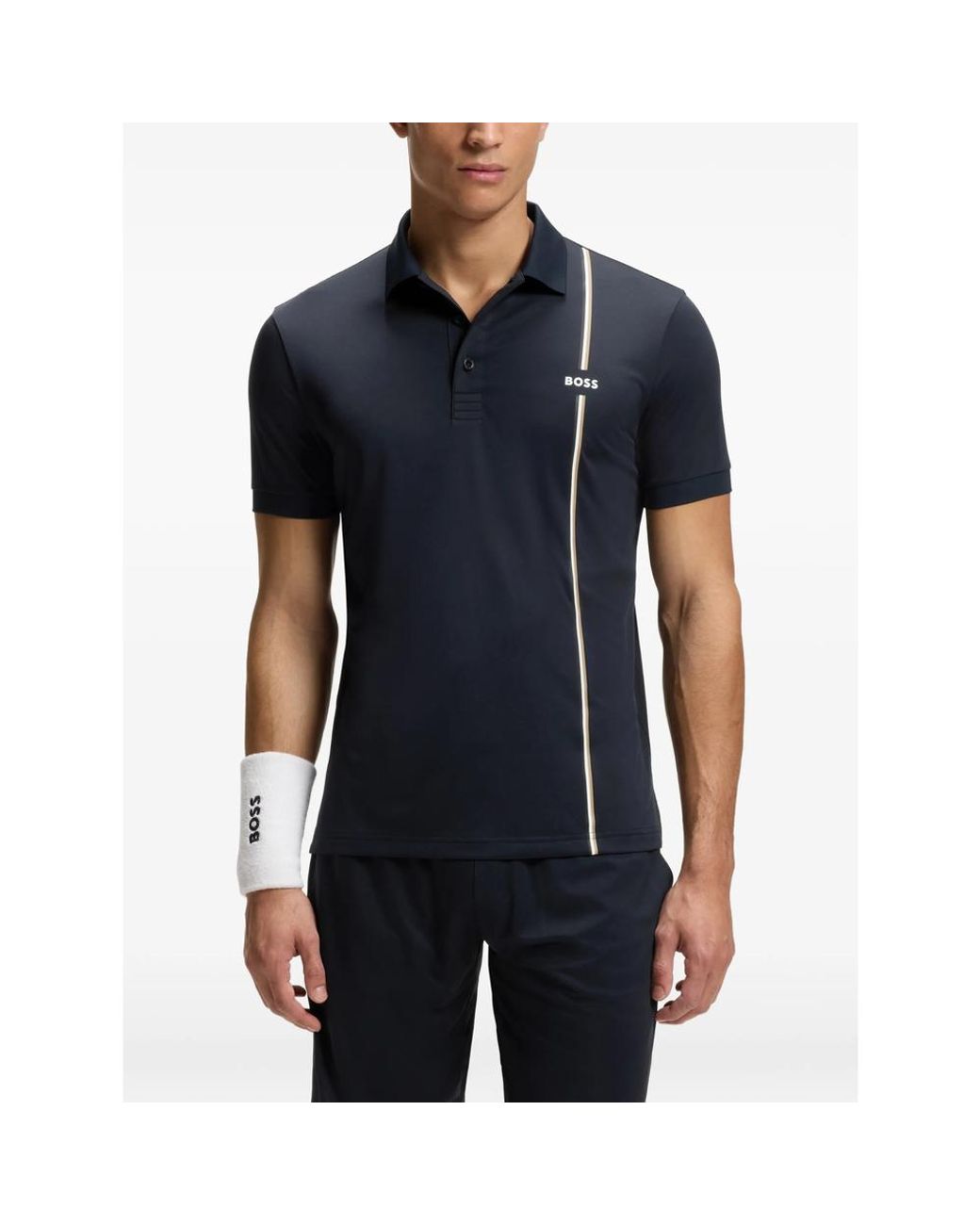 Boss Blue Toc Game 3 Striped Short-Sleeve Polo Shirt for men