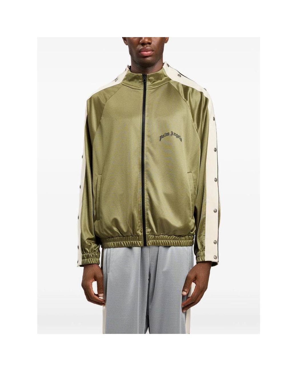 Palm Angels Green Snap-Button Side Bands Track Jacket for men