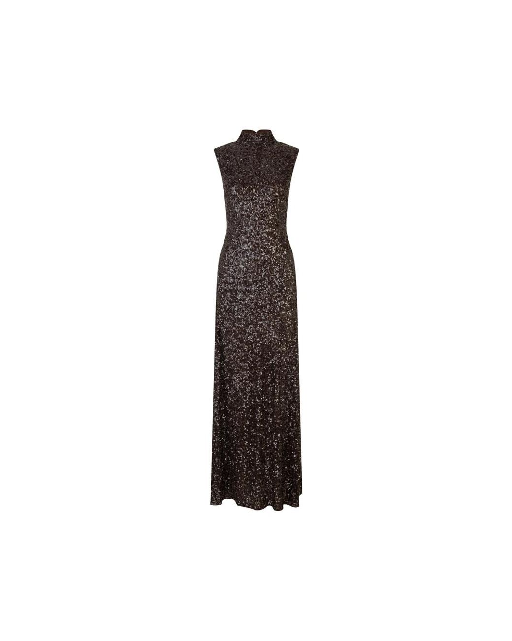 ROTATE BIRGER CHRISTENSEN Black Sequins Flared Maxi Dress
