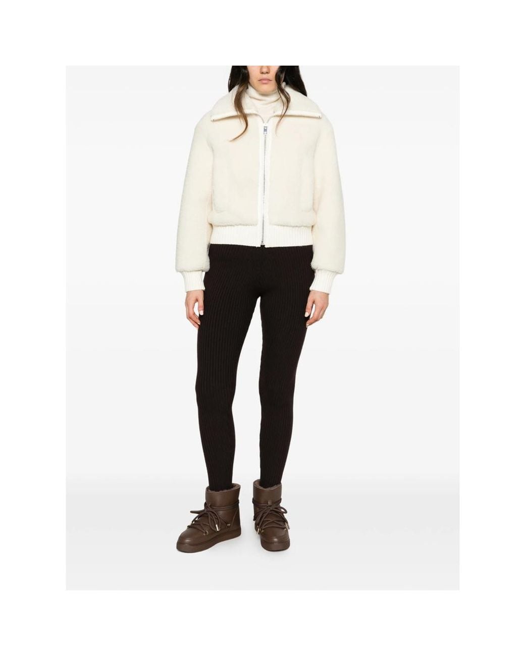 Fusalp White Mesly Shearling-Texture Zip-Up Jacket