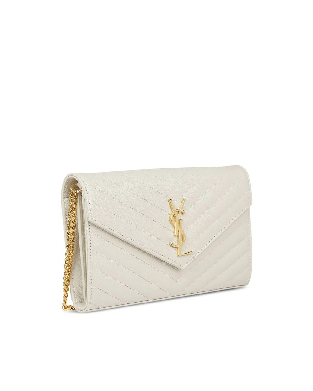 Saint Laurent White Cassandre-Plaque Clutch Bag