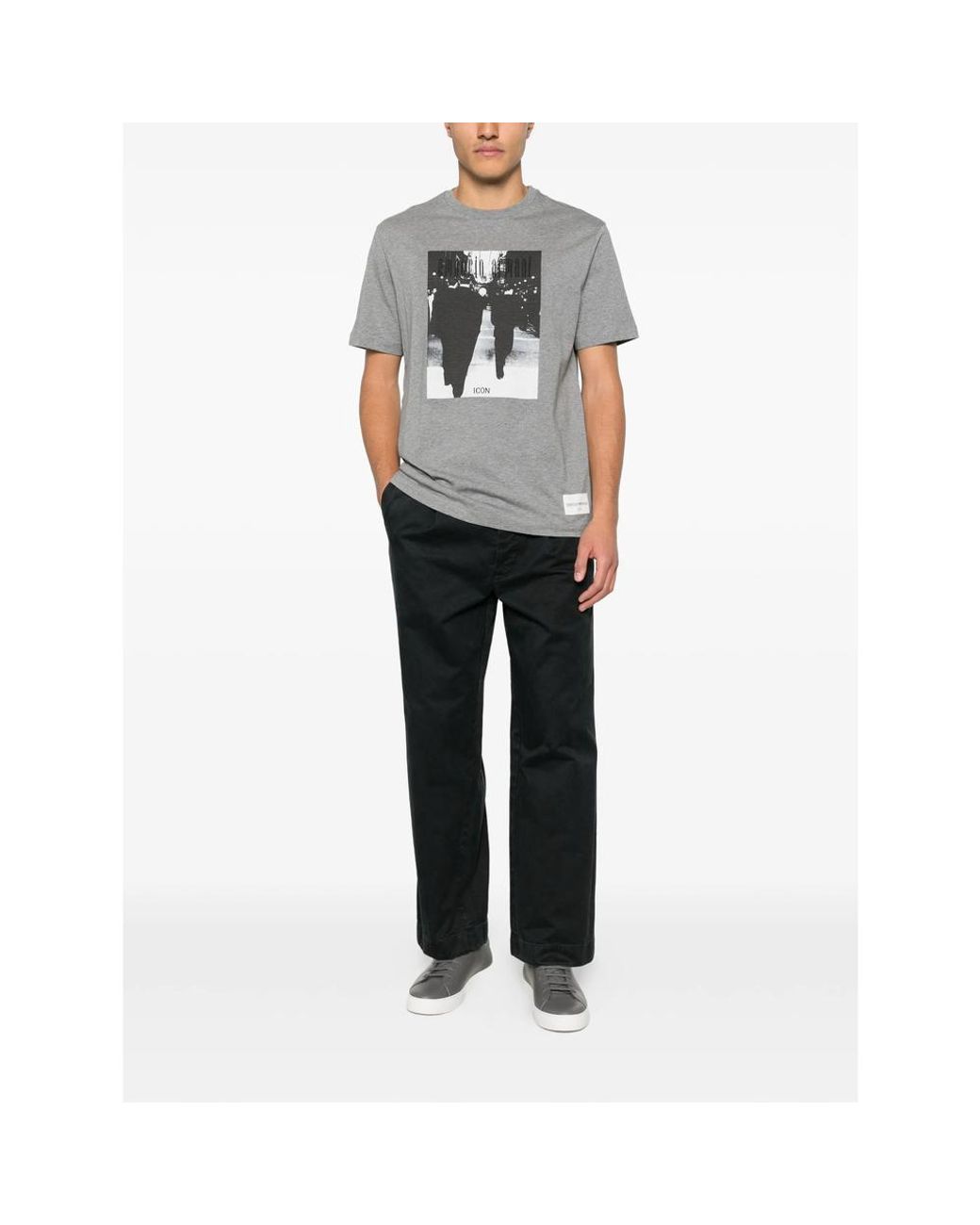 Emporio Armani Gray Graphic Print Crew Neck T-Shirt for men