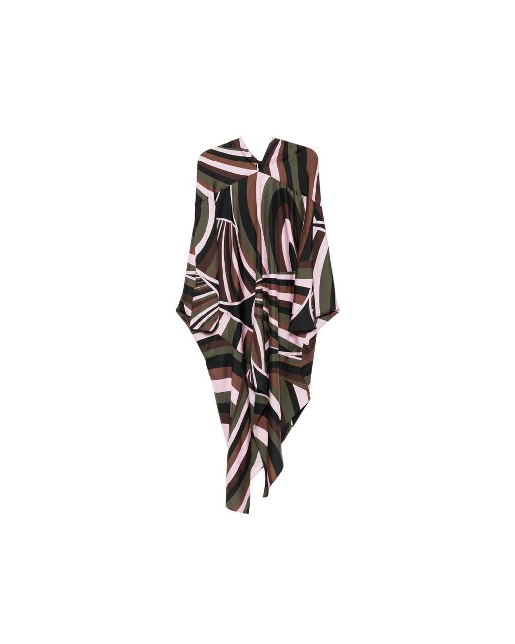 Emilio Pucci Black Iride-Print Asymmetric Midi Dress