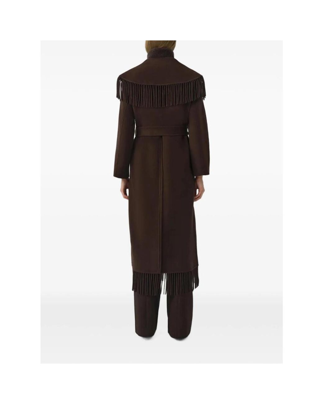 Jonathan Simkhai Black Carrie Fringe-Trimmed Belted Coat