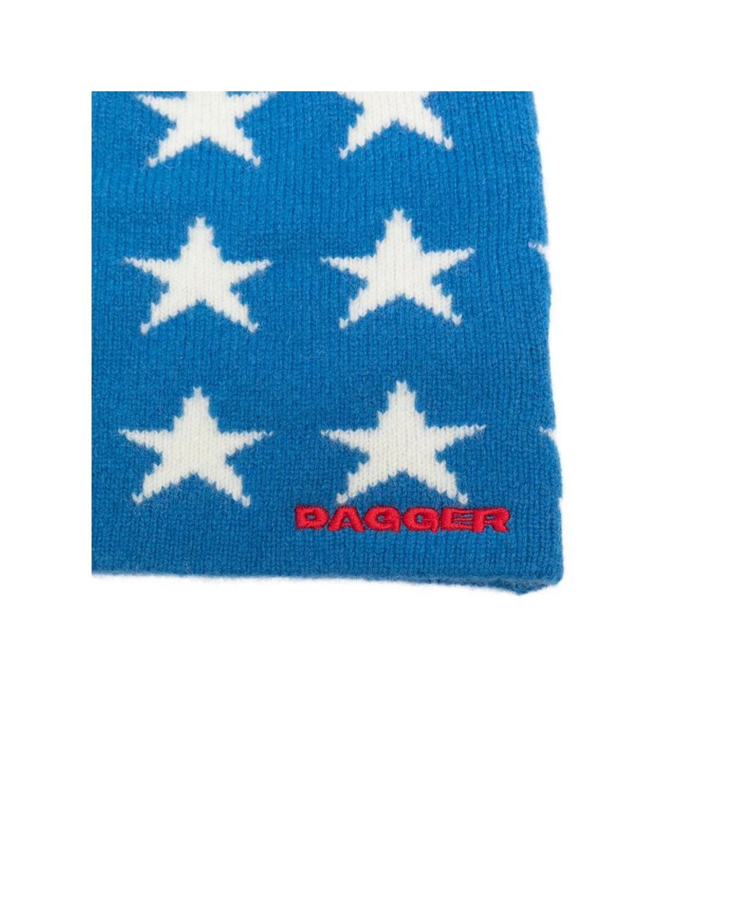 DAGGER Blue Star-Intarsia Beanie Hat for men