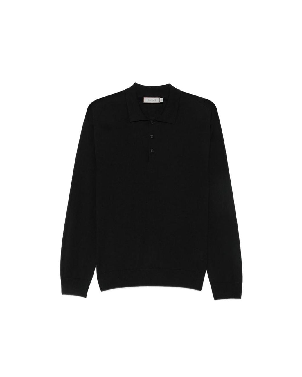 Canali Black Long-Sleeve Polo Shirt for men